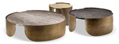 Cantori Atenae Low Round Coffee Table / Luxury Side table with Black Ash Top