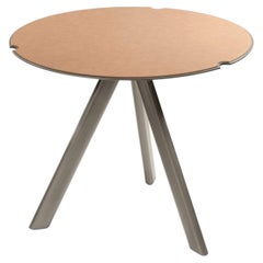 Cantori Twiggy Round Coffee table / Side Table with Natural Hide Leather Top