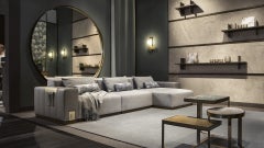 Cantori Venezia Small Oval Coffee Table with Sand Eco-Nubuck Top