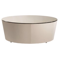 Cantori Conico Round Side Table Coffee table with Leather Base and Mirror Top