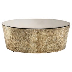 Cantori Conico Round Side Table Coffee table with Hammered Antique Silver Base