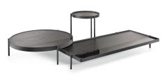 Cantori Valley Elegant Round Coffee Table with Anthracite Base and Black Ash Top