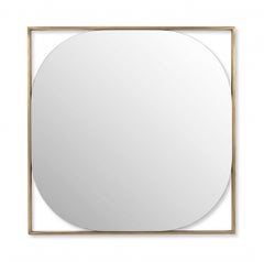 Cantori Willow Luxury Large Square Wall Mirror with Brushed Brass Metal Frame
