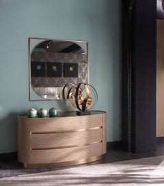Cantori Willow Luxury Square Wall Mirror with Brass Metal Frame 100 cm / 39.4in