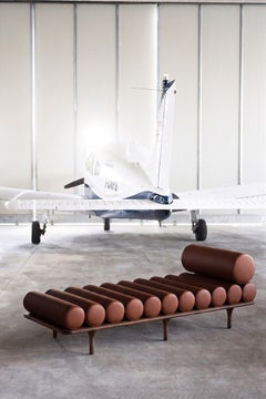 "Five to Nine" Aniline Leather and Walnut Daybed by Studiopepe - Tacchini Italia