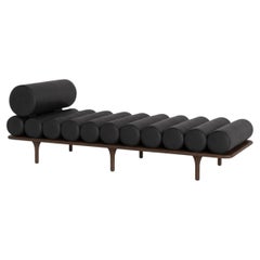 Tacchini Italia "Five to Nine" Aniline 7 Leather and Walnut Daybed by Studiopepe