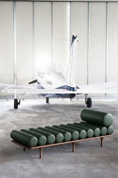 Tacchini Italia "Five to Nine" Zareen 03 Leather and Walnut Daybed by Studiopepe