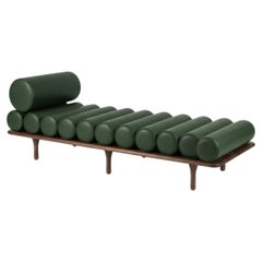 Tacchini Italia "Five to Nine" Zareen 03 Leather and Walnut Daybed by Studiopepe