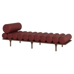 Tacchini Italia "Five to Nine" Zareen 04 Leather and Walnut Daybed by Studiopepe