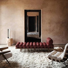 Tacchini Italia "Five to Nine" Zareen 04 Leather and Walnut Daybed by Studiopepe