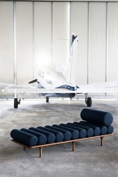 Tacchini Italia "Five to Nine" Ombra 20 Velvet and Walnut Daybed by Studiopepe