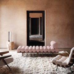 Tacchini Italia "Five to Nine" Tuna 06 Pink and Walnut Daybed by Studiopepe