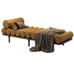 Tacchini Italia "Five to Nine" Tuna 05 Fabric and Walnut Daybed by Studiopepe