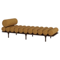 Tacchini Italia "Five to Nine" Tuna 05 Fabric and Walnut Daybed by Studiopepe