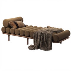 Tacchini Italia "Five to Nine" Zurah 2 Linen and Walnut Daybed by Studiopepe