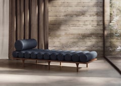 Tacchini Italia "Five to Nine" Eboni 07 Fabric and Walnut Daybed by Studiopepe