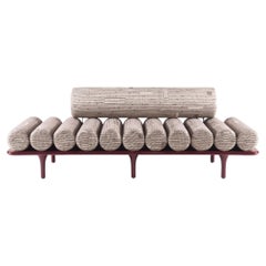 Tacchini Italia "Five to Nine" Zolla Fabric and Glossy Red Daybed by Studiopepe