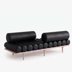 Diván y sofá Vis-à-vis «Five to Nine» de Tacchini, diseño de Studiopepe, en color rosa - Cuero