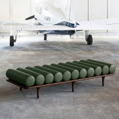 Tacchini "Five to Nine" Daybed - Bench by Studiopepe Green Leather - Walnut