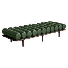 Tacchini "Five to Nine" Daybed - Bench by Studiopepe Green Leather - Walnut