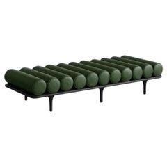 Lit de jour / banc Tacchini « Five to Nine » en cuir vert – Piètement noir par Studiopepe
