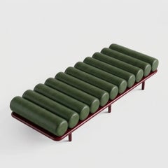 Tacchini "Five to Nine" Daybed / Bench by Studiopepe Leather Green - Red Base