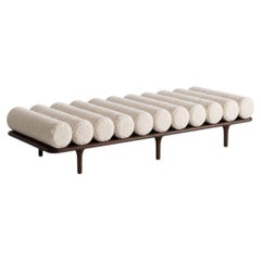 Divano letto Tacchini "Five to Nine" - Panca di Studiopepe in tessuto Loren - Base marrone
