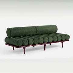 Tacchini Five to Nine Daybed - Bench - Sofa by Studiopepe Green Leather - Red