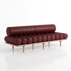Tacchini Five to Nine Daybed - Bench - Sofa by Studiopepe Red Leather - Pink