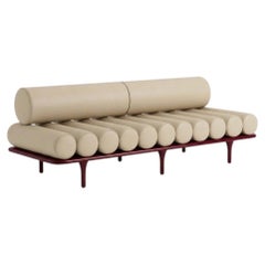 Tacchini Five to Nine Daybed - Bench - Sofa by Studiopepe Beige Leather - Red