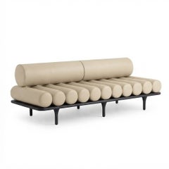 Tacchini Five to Nine Daybed - Bench - Sofa by Studiopepe Beige Leather - Black
