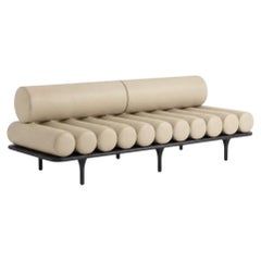 Tacchini Five to Nine Daybed - Bench - Sofa by Studiopepe Beige Leather - Black