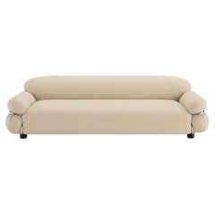 Canapé « Sesann » de Gianfranco Frattini pour Tacchini, en cuir et métal chromé, années 1970