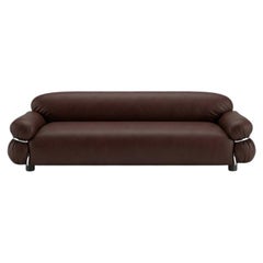 Gianfranco Frattini for Tacchini "Sesann" Sofa in Leather Zareen - Chrome Metal