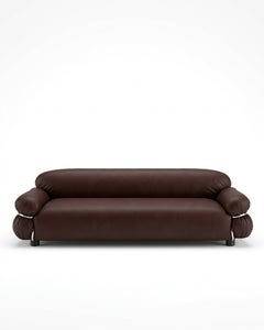 Gianfranco Frattini for Tacchini "Sesann" Sofa in Leather Zareen - Chrome Metal