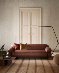 Gianfranco Frattini für Tacchini: Sofa „Sesann“ aus Anilina-Leder – schwarzes Metallgestell