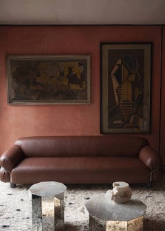 Gianfranco Frattini für Tacchini: Sofa „Sesann“ aus Anilina-Leder – Metall in Chromoptik