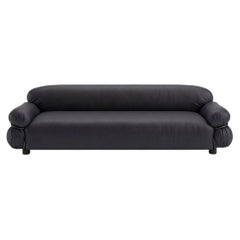 Gianfranco Frattini für Tacchini: Sofa „Sesann“ aus schwarzem Anilina-Leder