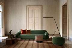 Gianfranco Frattini für Tacchini: Sofa „Sesann“ aus Leder in Grün/Schwarz