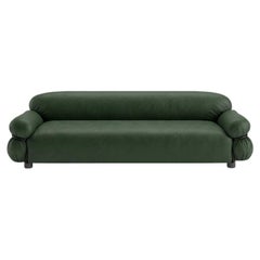 Gianfranco Frattini für Tacchini: Sofa „Sesann“ aus Leder in Grün/Schwarz
