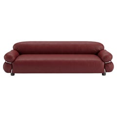 Gianfranco Frattini for Tacchini "Sesann" Sofa in Leather Red / Chrome