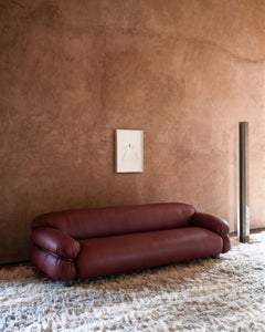 Gianfranco Frattini for Tacchini "Sesann" Sofa in Leather Red / Black