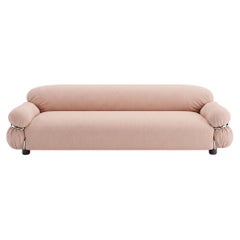 Gianfranco Frattini for Tacchini "Sesann" Italian Sofa in Pink fabric / Chrome