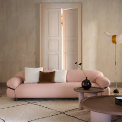 Gianfranco Frattini for Tacchini "Sesann" Italian Sofa in Pink fabric / Black