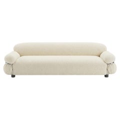 Gianfranco Frattini for Tacchini "Sesann" Italian Sofa in Loren fabric / Chrome