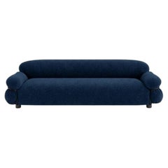 Gianfranco Frattini für Tacchini: „Sesann“ – italienisches Sofa aus blauem Stoff / Schwarz