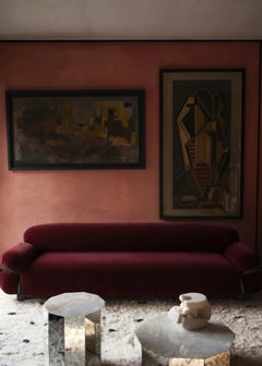 Gianfranco Frattini for Tacchini "Sesann" Italian Sofa in Red fabric / Black