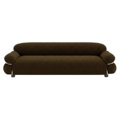 Gianfranco Frattini for Tacchini "Sesann" Italian Luxury Sofa in Brown / Chrome
