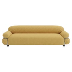 Sofá de lujo italiano «Sesann» de Gianfranco Frattini para Tacchini, en amarillo y cromado