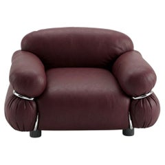 Gianfranco Frattini für Tacchini: Sessel „Sesann“ aus Leder, rot / Chrom